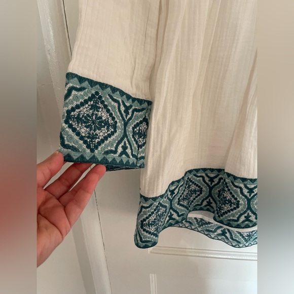 Zara embroidered white and green bohemian dress small - Picture 9 of 11